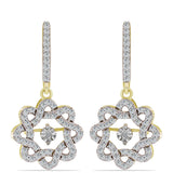 Cercei din Argint 925 Placat cu Aur ( 5.54 grame ) cu Diamant Alb și Topaz Alb 1.06 Carate