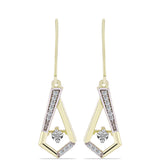 Cercei din Argint 925 Placat cu Aur ( 3.77 grame ) cu Diamant Alb și Topaz Alb 0.17 Carate