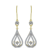 Cercei din Argint 925 Placat cu Aur ( 4.17 grame ) cu Diamant Alb și Topaz Alb 1.17 Carate