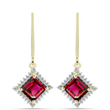 Cercei din Argint 925 Placat cu Aur ( 2.11 grame ) cu Granat Rodolit și Topaz Alb 3.17 Carate