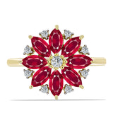 Inel din Argint 925 Placat cu Aur ( 2.66 grame ) cu Rubin Malagasy și Topaz Alb 3.22 Carate