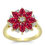 Inel din Argint 925 Placat cu Aur ( 2.66 grame ) cu Rubin Malagasy și Topaz Alb 3.22 Carate