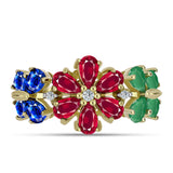 Inel din Argint 925 Placat cu Aur ( 3.57 grame ) cu Rubin Malagasy și Safir Albastru Australian 3.1 Carate