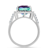 Inel din Argint 925 ( 3.58 grame ) cu Fluorit Zebra și Topaz Alb 8.5 Carate