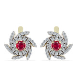 Cercei din Argint 925 Placat cu Aur ( 4.25 grame ) cu Rubin Malagasy și Topaz Alb 1.62 Carate