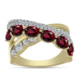 Inel din Argint 925 Placat cu Aur ( 5.23 grame ) cu Granat Rodolit și Topaz Alb 3.74 Carate