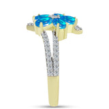 Inel din Argint 925 Placat cu Aur ( 3.1 grame ) cu Opal Etiopian ”Paradis” și Topaz Alb 1.28 Carate