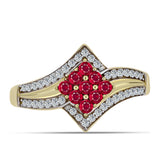 Inel din Argint 925 Placat cu Aur ( 3.17 grame ) cu Rubin Malagasy și Topaz Alb 0.91 Carate