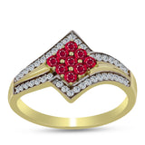 Inel din Argint 925 Placat cu Aur ( 3.17 grame ) cu Rubin Malagasy și Topaz Alb 0.91 Carate