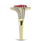 Inel din Argint 925 Placat cu Aur ( 3.17 grame ) cu Rubin Malagasy și Topaz Alb 0.91 Carate