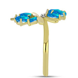 Inel din Argint 925 Placat cu Aur ( 3.23 grame ) cu Opal Etiopian ”Paradis” și Topaz Alb 0.92 Carate
