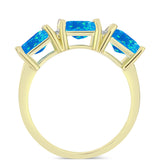 Inel din Argint 925 Placat cu Aur ( 3 grame ) cu Opal Etiopian ”Paradis” și Topaz Alb 2.09 Carate