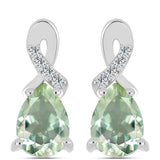 Cercei din Argint 925 ( 2.3 grame ) cu Ametist Verde și Topaz Alb 1.22 Carate