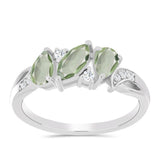 Inel din Argint 925 ( 2.93 grame ) cu Ametist Verde și Topaz Alb 1.44 Carate