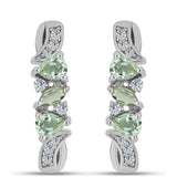 Cercei din Argint 925 ( 4.25 grame ) cu Ametist Verde și Topaz Alb 0.91 Carate