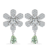 Cercei din Argint 925 ( 5.27 grame ) cu Ametist Verde și Topaz Alb 2.12 Carate
