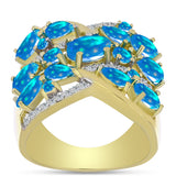 Inel din Argint 925 Placat cu Aur ( 8.76 grame ) cu Opal Etiopian ”Paradis” și Topaz Alb 3.09 Carate