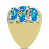 Inel din Argint 925 Placat cu Aur ( 8.76 grame ) cu Opal Etiopian ”Paradis” și Topaz Alb 3.09 Carate