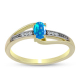 Inel din Argint 925 Placat cu Aur ( 2.62 grame ) cu Opal Etiopian ”Paradis” și Topaz Alb 0.31 Carate