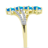 Inel din Argint 925 Placat cu Aur ( 2.92 grame ) cu Opal Etiopian ”Paradis” și Topaz Alb 1.44 Carate