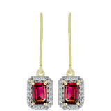 Cercei din Argint 925 Placat cu Aur ( 2.25 grame ) cu Granat Rodolit și Topaz Alb 1.88 Carate
