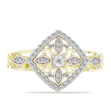 Inel din Argint 925 Placat cu Aur ( 4.29 grame ) cu Diamant Alb și Topaz Alb 0.39 Carate