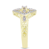 Inel din Argint 925 Placat cu Aur ( 4.29 grame ) cu Diamant Alb și Topaz Alb 0.39 Carate