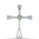 Cruce Pandantiv din Argint 925 ( 2.01 grame ) cu Ametist Verde și Topaz Alb 0.39 Carate