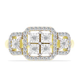 Inel din Argint 925 Placat cu Aur ( 3.43 grame ) cu Diamant Alb și Topaz Alb 0.37 Carate