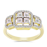 Inel din Argint 925 Placat cu Aur ( 3.43 grame ) cu Diamant Alb și Topaz Alb 0.37 Carate