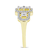 Inel din Argint 925 Placat cu Aur ( 3.43 grame ) cu Diamant Alb și Topaz Alb 0.37 Carate