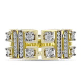 Inel din Argint 925 Placat cu Aur ( 4.67 grame ) cu Diamant Alb și Topaz Alb 0.21 Carate