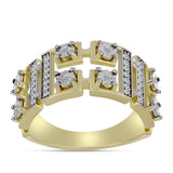 Inel din Argint 925 Placat cu Aur ( 4.67 grame ) cu Diamant Alb și Topaz Alb 0.21 Carate