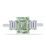 Inel din Argint 925 ( 2.62 grame ) cu Ametist Verde și Topaz Alb 3.31 Carate