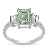 Inel din Argint 925 ( 2.62 grame ) cu Ametist Verde și Topaz Alb 3.31 Carate