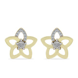 Cercei din Argint 925 Placat cu Aur ( 2.24 grame ) cu Diamant Alb și Topaz Alb 0.1 Carate