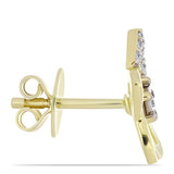 Cercei din Argint 925 Placat cu Aur ( 2.24 grame ) cu Diamant Alb și Topaz Alb 0.1 Carate