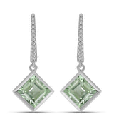 Cercei din Argint 925 ( 3.92 grame ) cu Ametist Verde 3.06 Carate