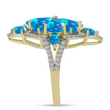 Inel din Argint 925 Placat cu Aur ( 4.33 grame ) cu Opal Etiopian ”Paradis” și Topaz Alb 4.34 Carate