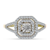 Inel din Argint 925 Placat cu Aur ( 2.59 grame ) cu Diamant Alb și Topaz Alb 0.47 Carate