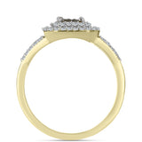 Inel din Argint 925 Placat cu Aur ( 2.59 grame ) cu Diamant Alb și Topaz Alb 0.47 Carate