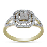 Inel din Argint 925 Placat cu Aur ( 2.59 grame ) cu Diamant Alb și Topaz Alb 0.47 Carate