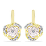 Cercei din Argint 925 Placat cu Aur ( 3.46 grame ) cu Diamant Alb și Topaz Alb 0.18 Carate