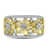 Inel din Argint 925 Placat cu Aur ( 4.71 grame ) cu Diamant Alb și Topaz Alb 0.3 Carate