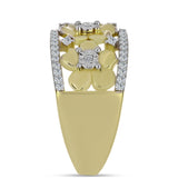 Inel din Argint 925 Placat cu Aur ( 4.71 grame ) cu Diamant Alb și Topaz Alb 0.3 Carate