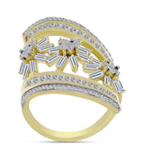 Inel din Argint 925 Placat cu Aur ( 4.64 grame ) cu Diamant Alb și Zircon Alb 3.28 Carate