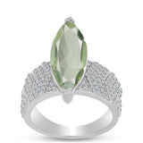 Inel din Argint 925 ( 6.41 grame ) cu Ametist Verde și Topaz Alb 5.45 Carate