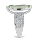 Inel din Argint 925 ( 6.41 grame ) cu Ametist Verde și Topaz Alb 5.45 Carate