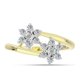 Inel din Argint 925 Placat cu Aur ( 3.03 grame ) cu Diamant Alb și Topaz Alb 0.46 Carate