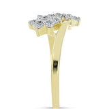 Inel din Argint 925 Placat cu Aur ( 3.03 grame ) cu Diamant Alb și Topaz Alb 0.46 Carate